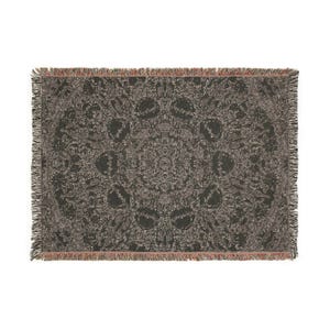 Couverture tissée mandala | Jeté bohème sombre occulte crâne, style tapisserie image 4
