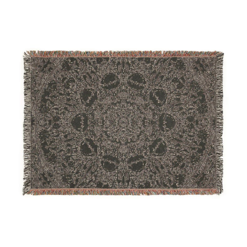 Couverture tissée mandala | Jeté bohème sombre occulte crâne, style tapisserie image 4