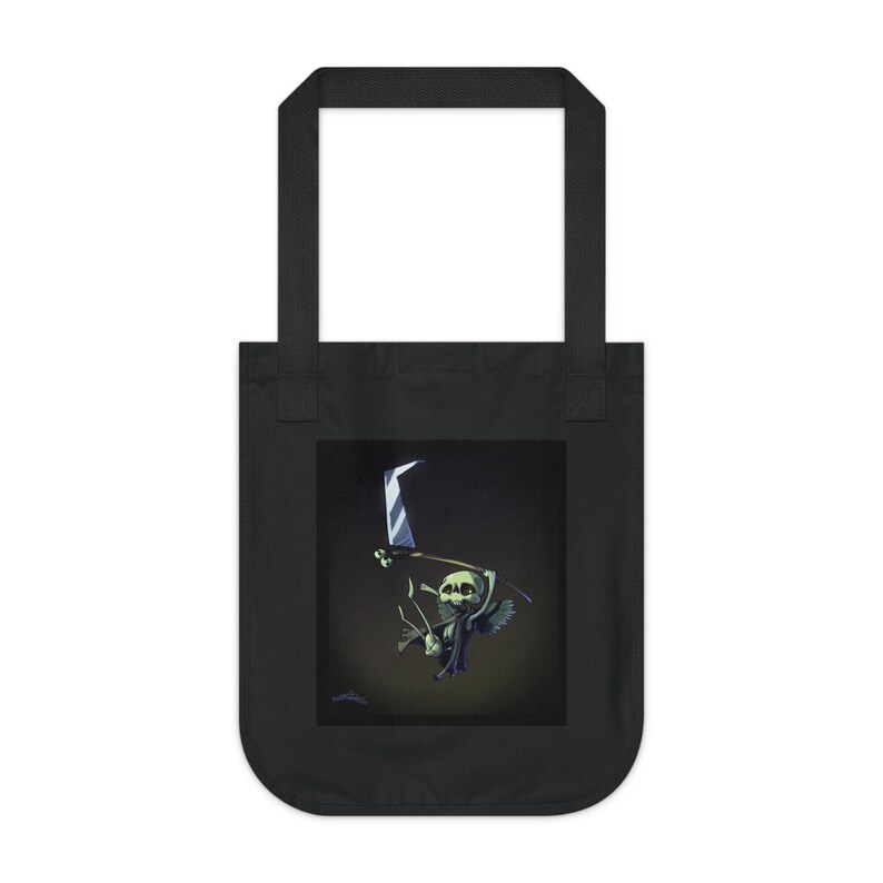 Bolso tote Whimsigoth Reaper / Bolso de lona gótico oscuro imagen 2