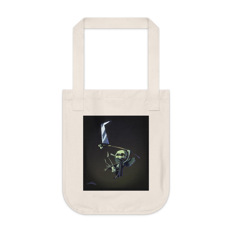 Bolso tote Whimsigoth Reaper / Bolso de lona gótico oscuro imagen 1