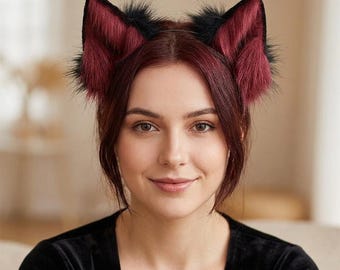 Tiara realista com orelhas de lobo e raposa, acessório de cabelo fofo para cosplay de animais.