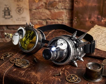 Steampunk Spiked Goggles, Cyberpunk Gothic Eyewear, Halloween Cosplay Costume Props