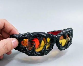 Gafas de sol con forma de alas de fuego, estilo Señor Demonio, lentes degradadas, gafas de fantasía oscura.