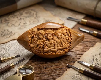 Oeuvres d'art miniatures sculptées à la main | Sculptures de pirates animés | Décorations de poche et accessoires de voiture