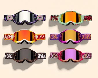 Gafas de motocross y esquí con diseño de grafiti y rosquilla, correa para casco de deportes al aire libre
