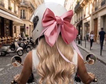 Accesorio para casco: Cinta de satén para cascos de moto, esquí y bicicleta.
