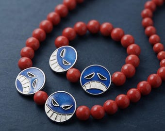 Ensemble de bracelets collier de perles rouges pirate flamme, tour de cou inspiré de l'anime