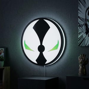 Insegna luminosa a LED Spawn Mask, insegna da parete a fumetti dimmerabile, decorazione per sala giochi