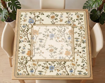 Vintage Floral Mahjong Table Mat – Noise Reducing Non Slip Game Table Cover 50–100cm