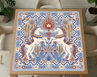 Tafelkleed Western Horse Mahjong – Cactus Floral Folk Art Gamecover
