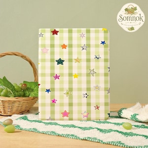 Gingham Star Patch iPad Case with Pencil Holder for 2026/2025 Air 7-11/13″, iPad Pro 2024/2025, iPad 10/9/8th Cover, iPad Mini 6/7 Case