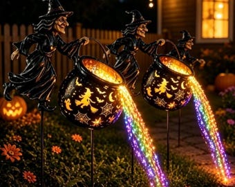 Kocioł z warzeniami czarownic na Halloween, wodoodporny, kolorowy, LED, dekoracja trawnika na jesienną imprezę