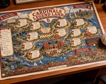 Fantasiekaart St. Louis Cardinals, honkballegende Land muurkunst (digitale download)