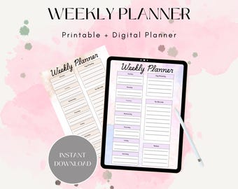 Digital and Printable Weekly Planner - Marble Collection
