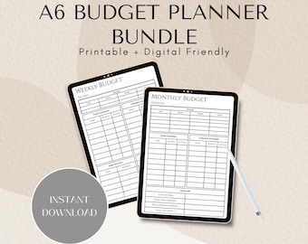 A6-bundel budgetplanner roze: minimalistische financiële tracker (afdrukbaar en digitaal)