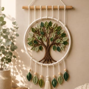 Schema per arazzo da parete all'uncinetto "Albero della Vita", decorazione in macramè in stile boho (download PDF)