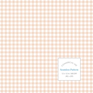 Beige Gingham Check Seamless Pattern, Pastel Small Check Digital Paper, Neutral Plaid Background, Commercial Use JPG EPS