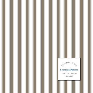 Brown Ticking Stripe Seamless Pattern, Neutral Vintage Striped Digital Paper, Commercial Use JPG EPS