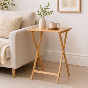 Bamboo Folding Table, Laptop Desk Breakfast, Portable Bed Table, Wooden Stand