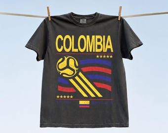 Vintage Colombia Soccer World Comfort Colors Shirt, Retro 90s Flag Colombia Team Soccer World Cup 2026 T-Shirt