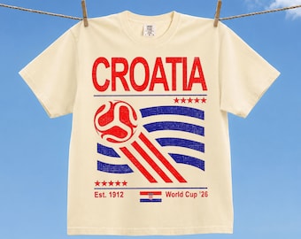 Vintage Croatia Soccer World Comfort Colors Shirt, Retro 90s Flag Croatia Team Soccer World Cup 2026 T-Shirt
