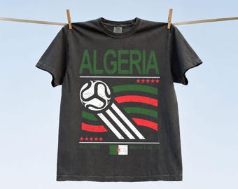 Camiseta vintage de Argelia con colores cómodos para la Copa Mundial de Fútbol, camiseta retro de los 90 con la bandera de la selección argelina para la Copa Mundial de Fútbol 2026.
