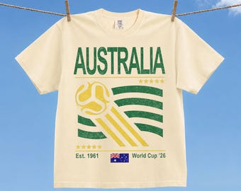 Vintage Australia Soccer World Comfort Colors Shirt, Retro 90s Flag Australia Team Soccer World Cup 2026 T-Shirt