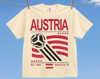 Vintage Austria Soccer World Comfort Colors Shirt, Retro 90s Flag Austria Team Soccer World Cup 2026 T-Shirt