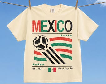 Vintage Mexico Soccer World Comfort Colors Shirt, Retro 90s Flag Mexico Team Soccer World Cup 2026 T-Shirt