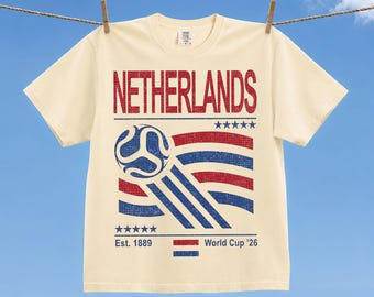 Vintage Netherlands Soccer World Comfort Colors Shirt, Retro 90s Flag Netherlands Team Soccer World Cup 2026 T-Shirt