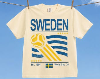 Vintage Sweden Soccer World Comfort Colors Shirt, Retro 90s Flag Sweden Team Soccer World Cup 2026 T-Shirt