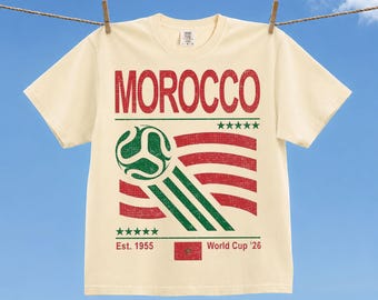 Vintage Morocco Soccer World Comfort Colors Shirt, Retro 90s Flag Morocco Team Soccer World Cup 2026 T-Shirt