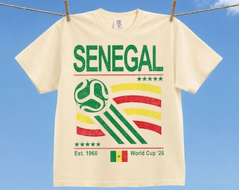 Vintage Senegal Soccer World Comfort Colors Shirt, Retro 90s Flag Senegal Team Soccer World Cup 2026 T-Shirt