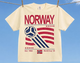 Vintage Norway Soccer World Comfort Colors Shirt, Retro 90s Flag Norway Team Soccer World Cup 2026 T-Shirt