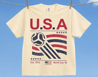 Vintage USA Soccer World Comfort Colors Shirt, Retro 90s Flag USA Team Soccer World Cup 2026 T-Shirt