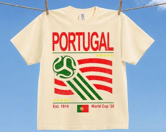 Vintage Portugal Soccer World Comfort Colors Shirt, Retro 90s Flag Portugal Team Soccer World Cup 2026 T-Shirt