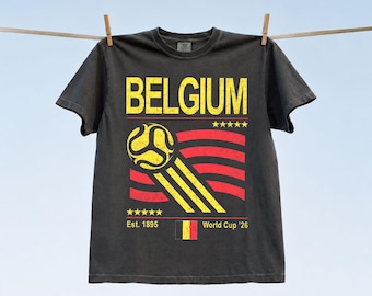 Vintage Belgium Soccer World Comfort Colors Shirt, Retro 90s Flag Belgium Team Soccer World Cup 2026 T-Shirt