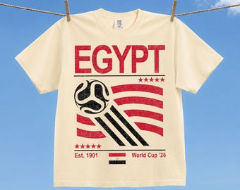 Vintage Egypt Soccer World Comfort Colors Shirt, Retro 90s Flag Egypt Team Soccer World Cup 2026 T-Shirt
