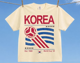 Vintage Korea Soccer World Comfort Colors Shirt, Retro 90s Flag Korea Team Soccer World Cup 2026 T-Shirt