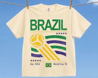 Vintage Brazil Soccer World Comfort Colors Shirt, Retro 90s Flag Brazil Team Soccer World Cup 2026 T-Shirt