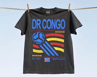Camiseta vintage de la República Democrática del Congo con colores cómodos para la Copa Mundial de Fútbol, camiseta retro de los 90 con la bandera de la República Democrática del Congo para la Copa Mundial de Fútbol 2026.