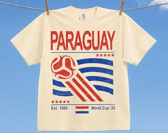 Vintage Paraguay Soccer World Comfort Colors Shirt, Retro 90s Flag Paraguay Team Soccer World Cup 2026 T-Shirt