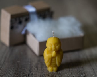 Beewax Jizo candle | Buddha meditation candle | miniature ZEN candle | Mindfull gift | Easter table decor | Yogi gift