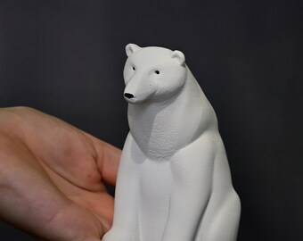 Polar bear figurine, Christmas decorations, bear sculpture, white bear, miniature animals, Christmas miniatures, art doll animal