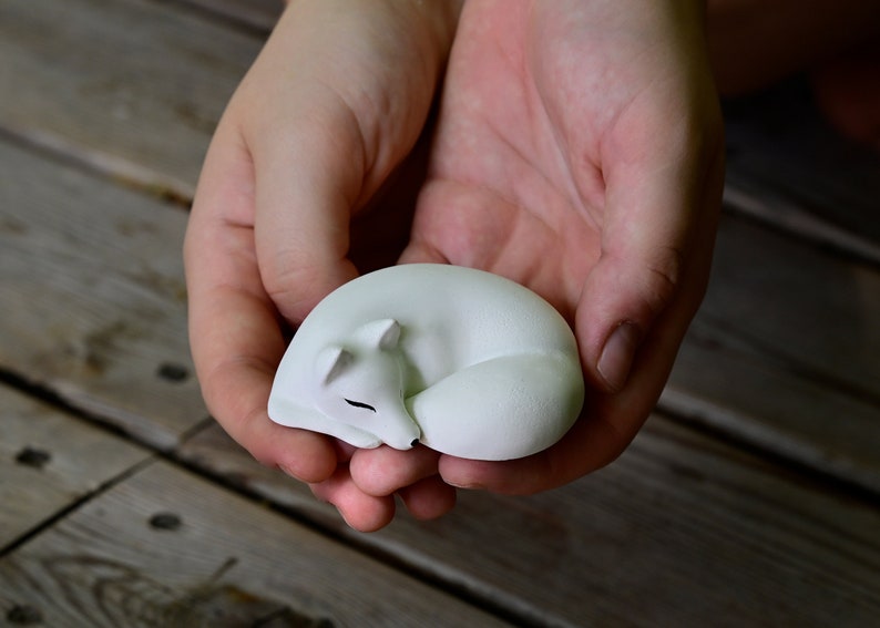 Arctic fox figurine kit, polar fox, white fox, miniature animals, art doll animal, fox sculpture, polar fuch, fox pack image 3