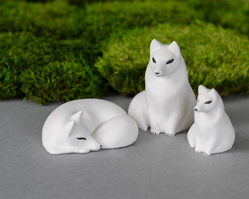 Arctic fox figurine kit, polar fox, white fox, miniature animals, art doll animal, fox sculpture, polar fuch, fox pack image 1