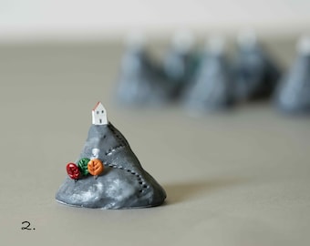 Tiny house on a cliff miniature, mini house, zen garden clay figurines, fairy garden miniatures, little house, miniature mountain cabin