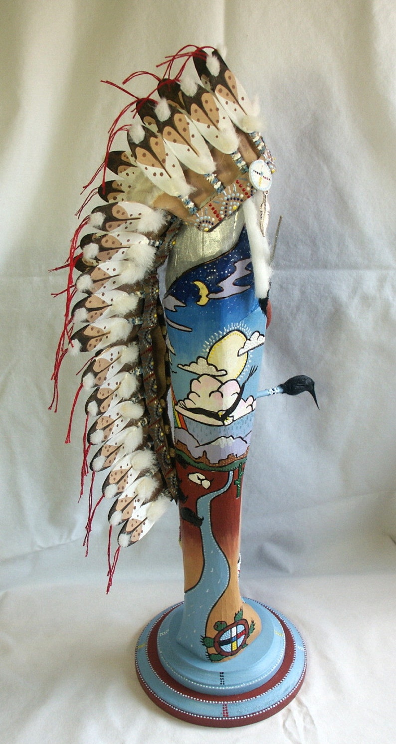 Native American doll No face Hand carved One of A Kind Creator image 6