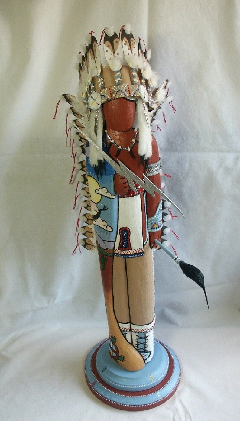 Native American doll No face Hand carved One of A Kind Creator image 1