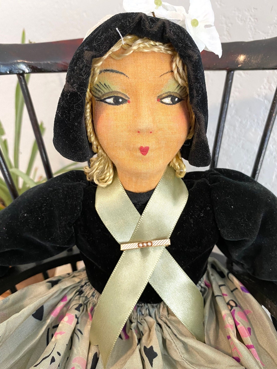 Boudoir Bed Doll 1920's ANTIQUE French Molded Cloth Face Etsy